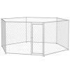 Outdoor Dog Run 13.4 x 11.5 ft with Lockable Door for Medium Large Dogs Silver