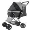 VEVOR Pet Stroller, 44 lbs Weight Capacity, Foldable Dog Stroller Cart, 4 Wheels Cats Stroller with Mesh Windows & Revrsible Handle