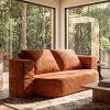 78.7" Full Size Floor Sofa, Folding Queen Sleeper Couch, Futon Loveseat Sofa, Plush Corduroy Foam-Filled Sleeper Couch Bed
