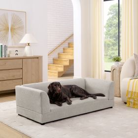 Comfortable Oversized Pet Sofa for Medium/Large Dogs - Modern Rectangular Design with Backrest, Armrests & Soft Cushion -Beige(56.5"*26"*17")