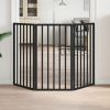 Dog Gate Foldable 3 Panels Black 59.1 " Poplar Wood