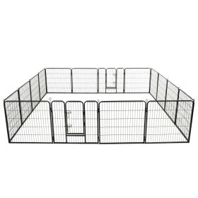 Dog Playpen Black Powder-Coated Steel Large Collapsible