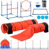 VEVOR Dog Agility Training Equipment, 7 PCS Set Upgrade w/ Adjustable High Hurdles,6 Weave Poles,2 Tunnels,Jump Ring,Pause Box,Whistle,Foldable Bowl