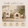 FSC Solid Cedar Pet House â€“ Cream Yellow Cabin Style Indoor Shelter for Small Dogs & Cats