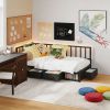 Corner Bed Frame Twin Daybed with Storage Drawers, Metal Platform Bed Frame with LED Light, Black