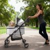 4-Wheel Foldable Pet Stroller for Dogs & Cats 360Â° Rotating Wheels, Separable Carrier & Travel Bag for Small Animals
