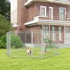 Outdoor Dog Run 13.4 x 11.5 ft with Lockable Door for Medium Large Dogs Silver