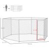 Outdoor Dog Run 13.4 x 11.5 ft with Lockable Door for Medium Large Dogs Silver