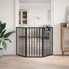 Dog Gate Foldable 3 Panels Black 59.1 " Poplar Wood