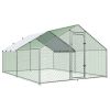 Large Metal Chicken Coop Walk-in Chicken Run with Waterproof Cover Outdoor Backyard Farm Anti-UV Spire Shaped Cage for Poultry, Ducks