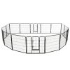Dog Playpen Black Powder-Coated Steel Large Collapsible