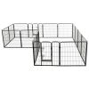 Dog Playpen Black Powder-Coated Steel Large Collapsible