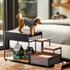 Pet Step Window Perch,Bunk Beds Window Perch for Dogs Bedside Lounge Elevated Dog Bed Multi-Level Platform with sponge, Non-Slip Pad and Storage