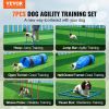 VEVOR Dog Agility Training Equipment, 7 PCS Set w/ Adjustable High Hurdles,6 Weave Poles,2 Tunnels,Jump Ring,Pause Box,Whistle,Foldable Bowl