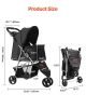 VEVOR Pet Stroller, 35 lbs Weight Capacity, Foldable Dog Stroller Cart, 3 Wheels Cats Stroller with Mesh Windows and Cup Holders